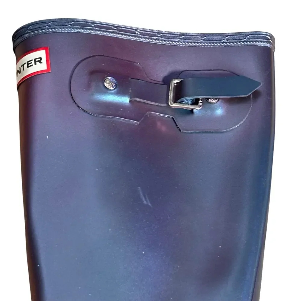 Hunter Original Tall Gloss Rain Boots Purple Iridescent Waterproof Wellies 5